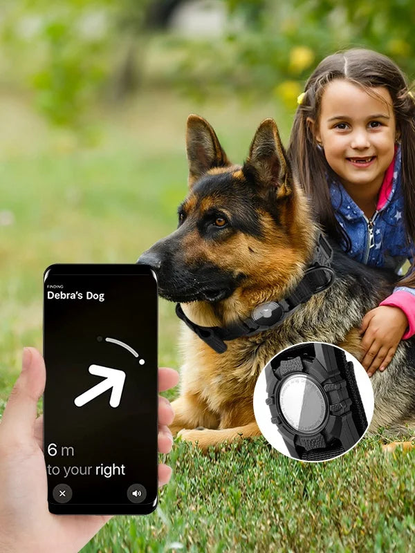 Tactical AirTag Dog Collar, with AirTag Holder and Handle Military Dog Metal Buckle Adjustable GPS Collar for Medium Large Dogs