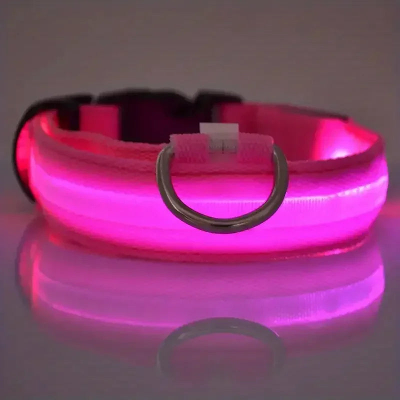 Light Up LED Dog Collar Safety Night Walking Flashing Glow In The Dark LED Pet Dog Battery Collar Small Medium Large Dog