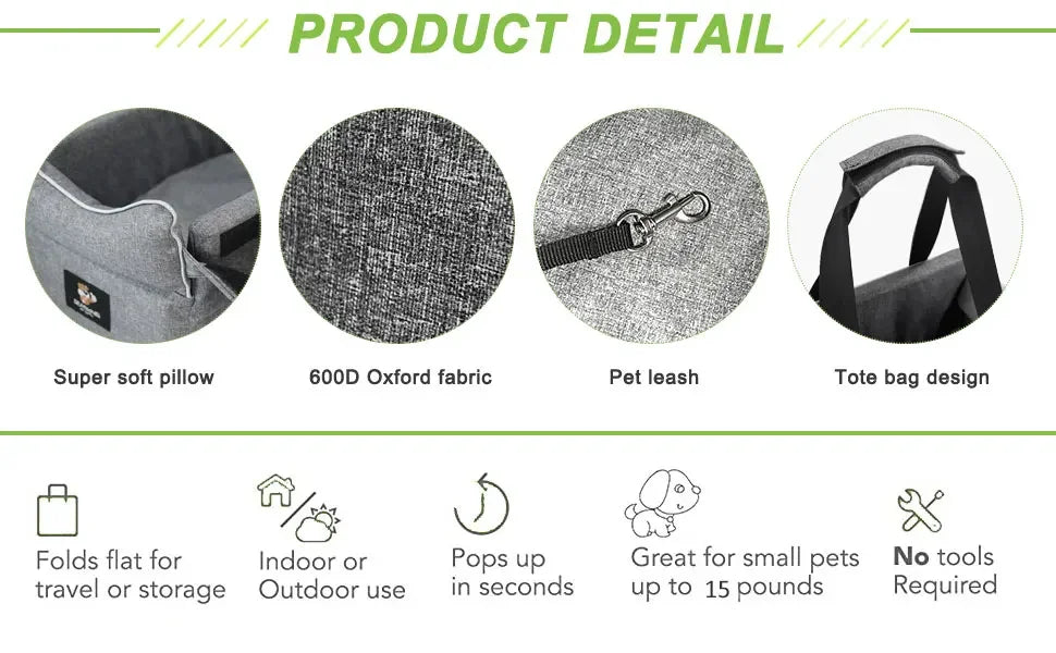 Dog Car Seat Car Mounted Dog Kennel Car Seat Bed Portable Safety Travel Cat Dog Bed Dogs Cats Safety Travel Bag Dog Accessories
