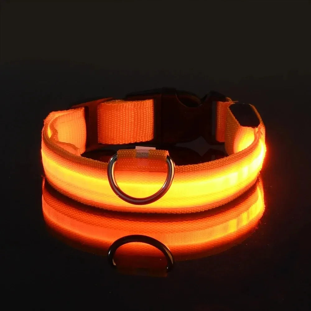 Light Up LED Dog Collar Safety Night Walking Flashing Glow In The Dark LED Pet Dog Battery Collar Small Medium Large Dog