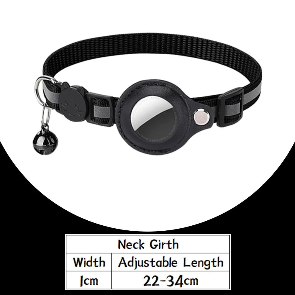 Airtag Cat Collar Anti Lost Safety Breakaway Reflective Cat Collars with Bell Airtag Holder Case for Kitten Cat Accessories