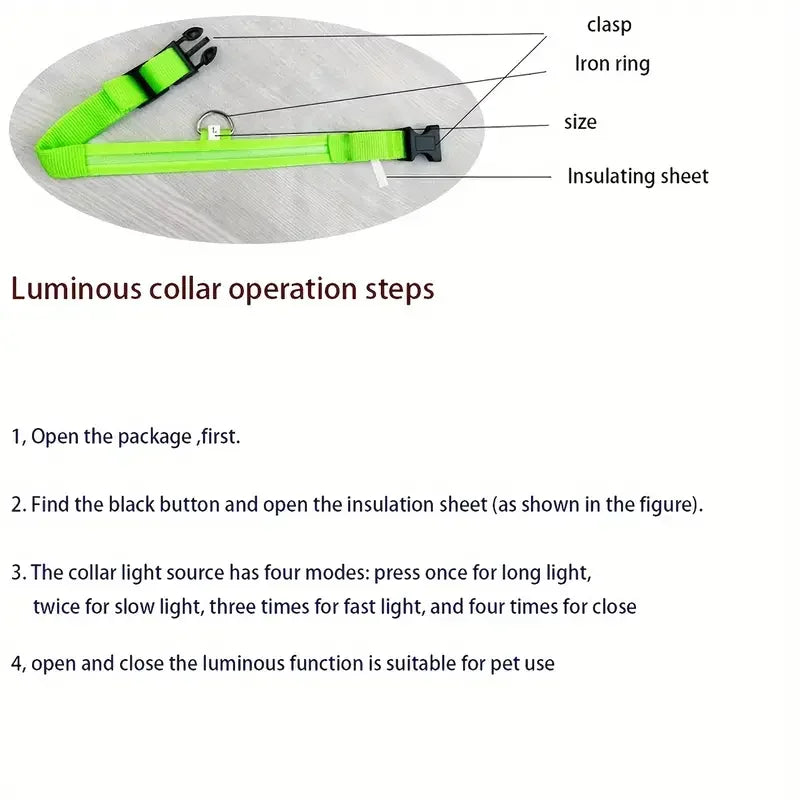 Light Up LED Dog Collar Safety Night Walking Flashing Glow In The Dark LED Pet Dog Battery Collar Small Medium Large Dog