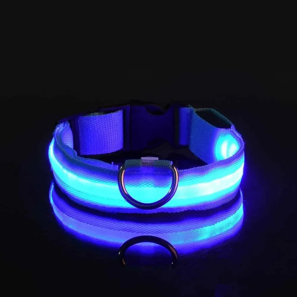 Light Up LED Dog Collar Safety Night Walking Flashing Glow In The Dark LED Pet Dog Battery Collar Small Medium Large Dog