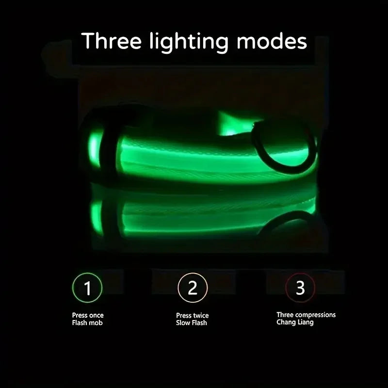 Light Up LED Dog Collar Safety Night Walking Flashing Glow In The Dark LED Pet Dog Battery Collar Small Medium Large Dog