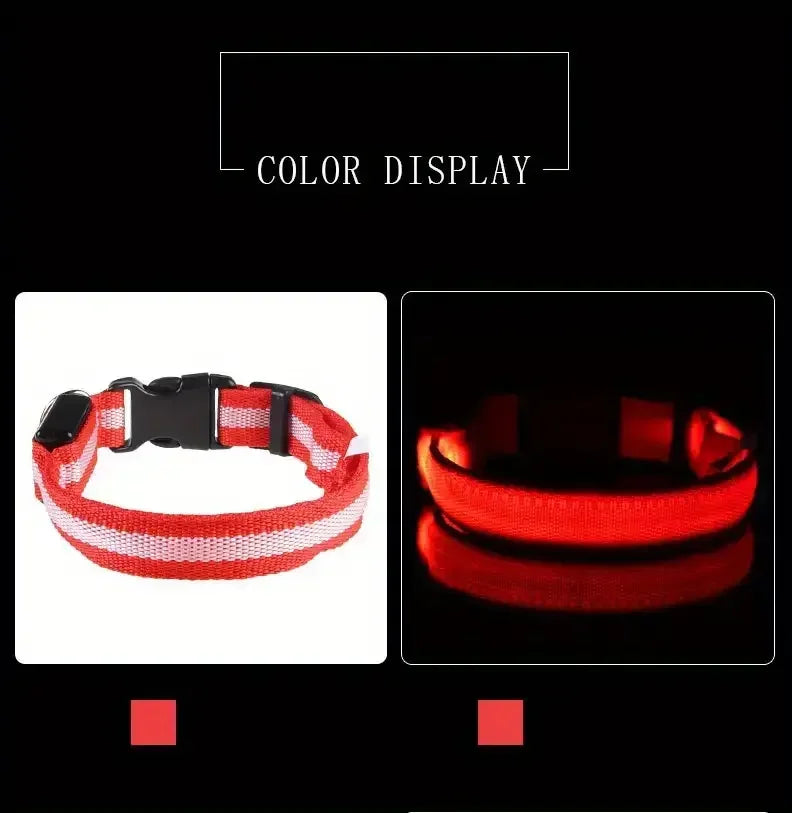 Light Up LED Dog Collar Safety Night Walking Flashing Glow In The Dark LED Pet Dog Battery Collar Small Medium Large Dog