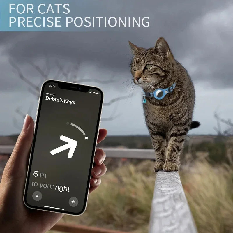 Airtag cat collar adjustable footprint print pet safety reflective necklace with Bell for anti lost with AIRTAG holder accessory