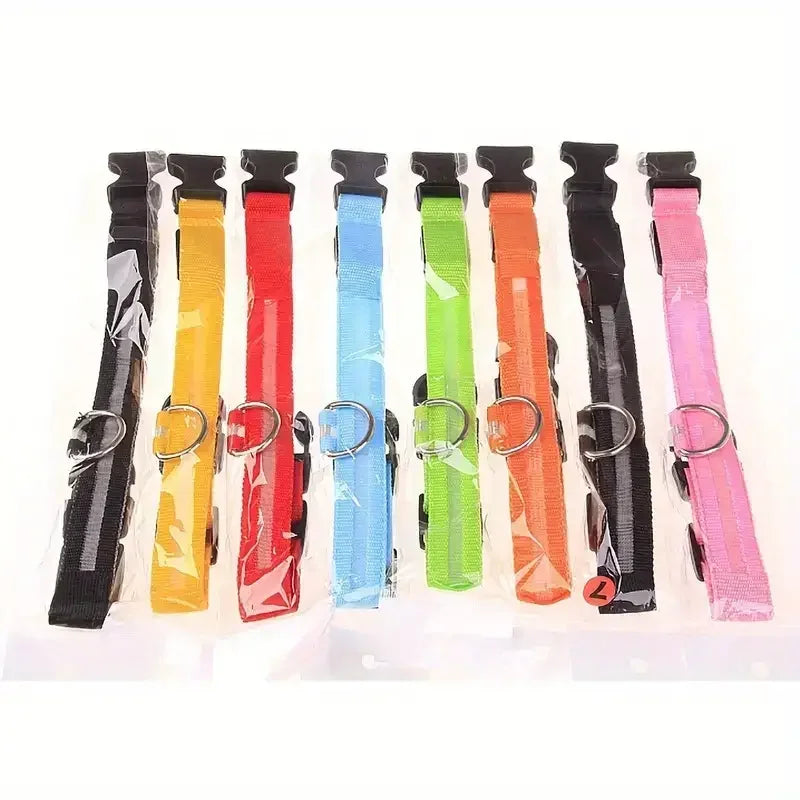 Light Up LED Dog Collar Safety Night Walking Flashing Glow In The Dark LED Pet Dog Battery Collar Small Medium Large Dog