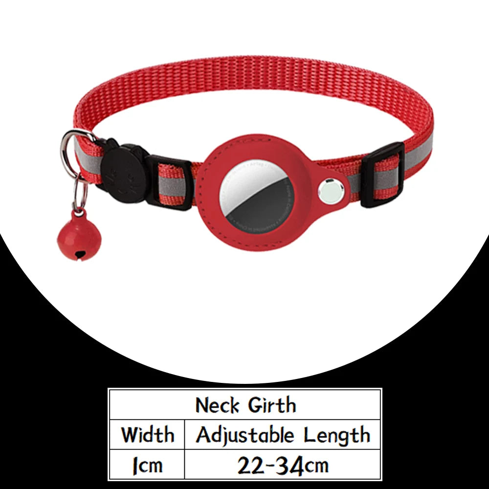 Airtag Cat Collar Anti Lost Safety Breakaway Reflective Cat Collars with Bell Airtag Holder Case for Kitten Cat Accessories