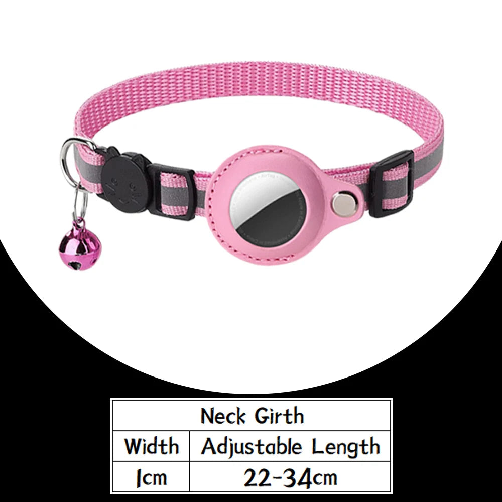 Airtag Cat Collar Anti Lost Safety Breakaway Reflective Cat Collars with Bell Airtag Holder Case for Kitten Cat Accessories