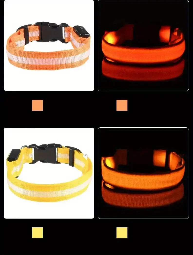 Light Up LED Dog Collar Safety Night Walking Flashing Glow In The Dark LED Pet Dog Battery Collar Small Medium Large Dog