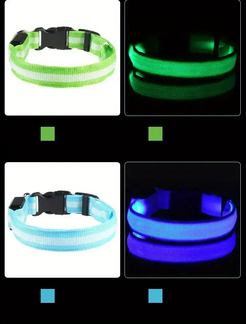 Light Up LED Dog Collar Safety Night Walking Flashing Glow In The Dark LED Pet Dog Battery Collar Small Medium Large Dog