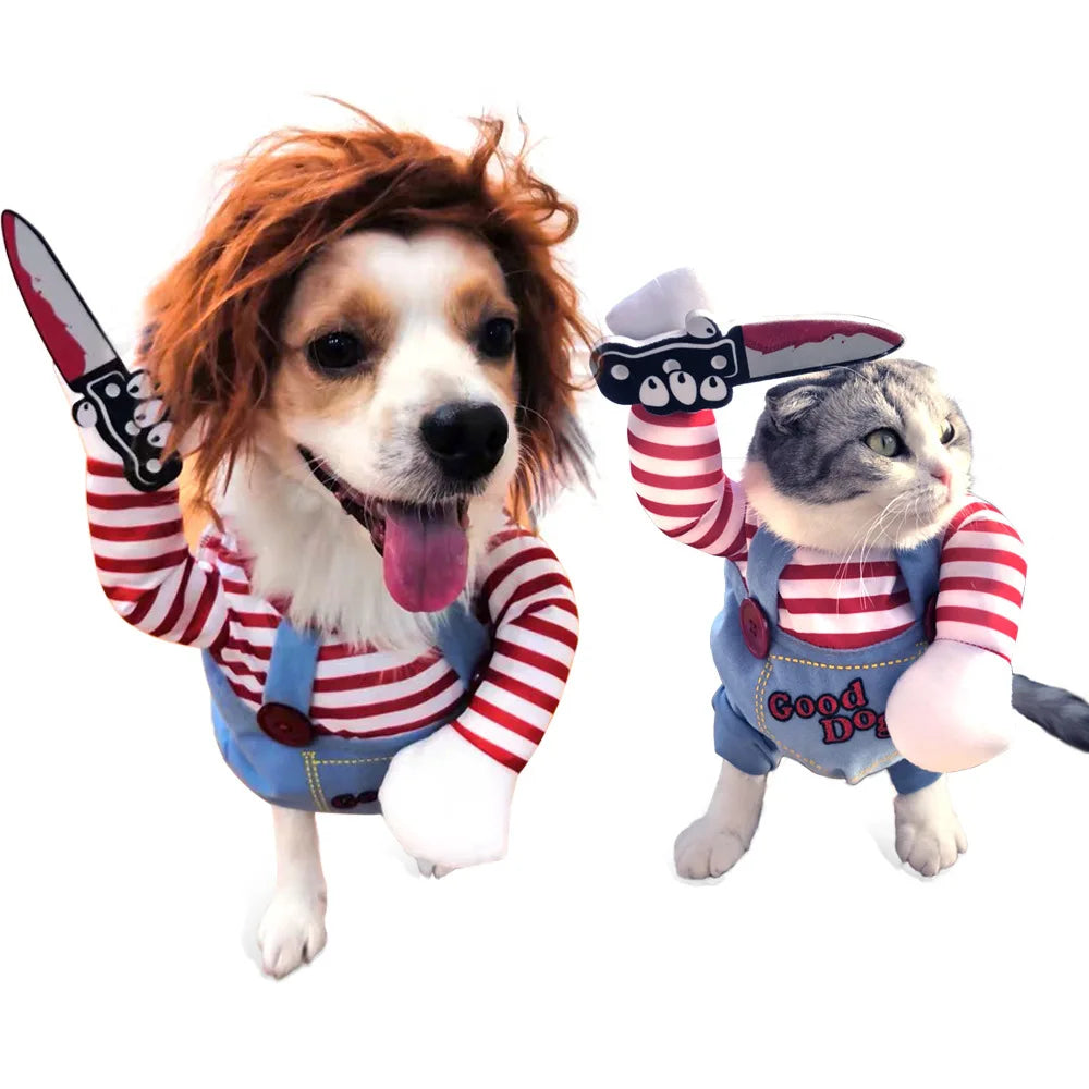 Halloween Funny Dog Clothes for Small Medium Dogs Cats Party Dressed Up Cosplay Costumes Bulldog French Chihuahua Pet Outfits