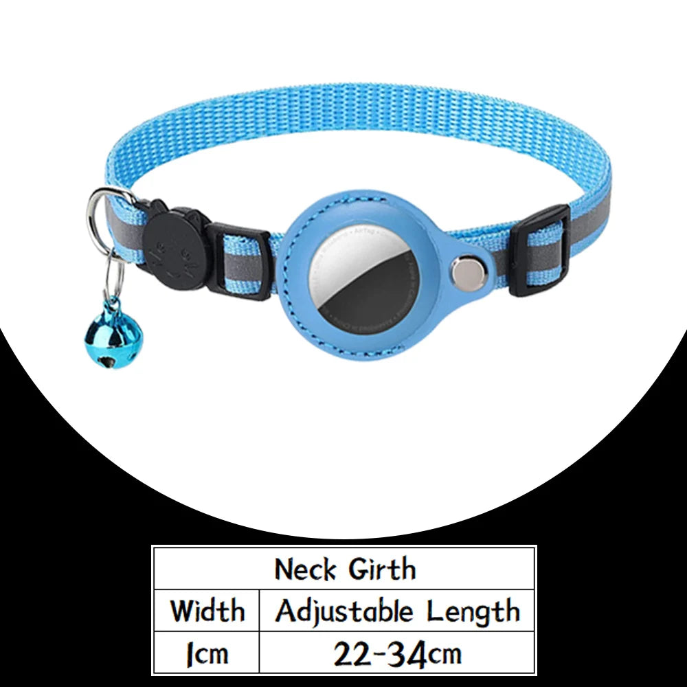 Airtag Cat Collar Anti Lost Safety Breakaway Reflective Cat Collars with Bell Airtag Holder Case for Kitten Cat Accessories