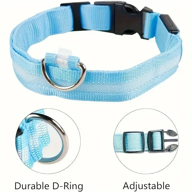 Light Up LED Dog Collar Safety Night Walking Flashing Glow In The Dark LED Pet Dog Battery Collar Small Medium Large Dog